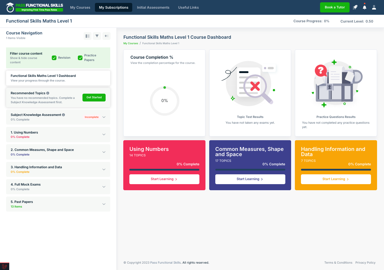 The user can check their subscriptions by clicking 